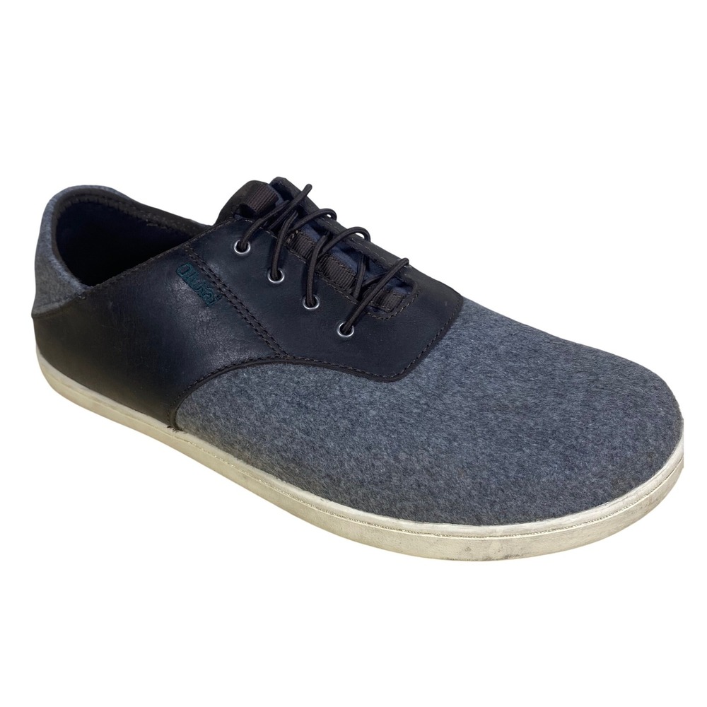 OluKai Nohea Moku Hulu Grey Wool Leather Drop-In Sneaker Shoes Men's 9.5‎